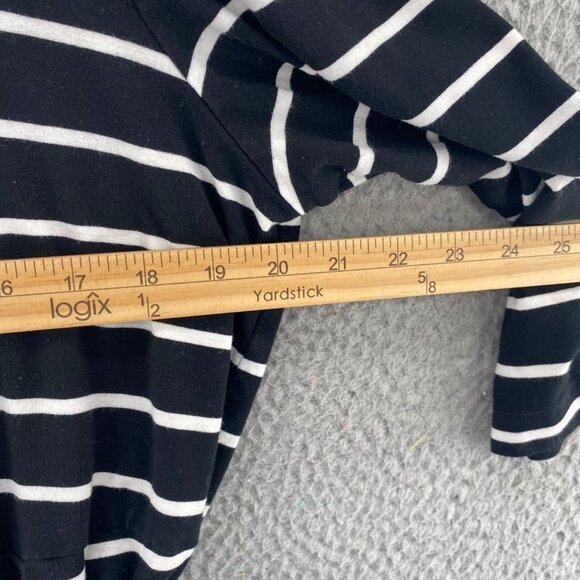 Chicos Top Womens 2 US Large Black Striped Side Tie Tunic 3/4 Sleeves Pullover - Picture 7 of 9